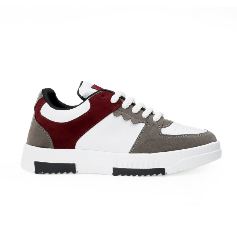 men’s casual streetwear sneakers – red, grey & white