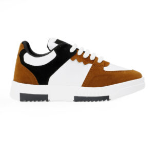 Home men’s casual streetwear sneakers – tan, black & white